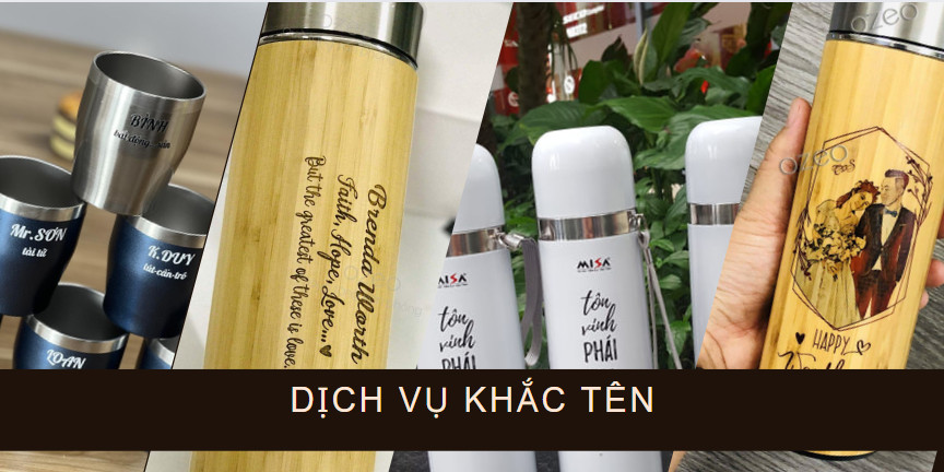 Khắc tên lên bình giữ nhiệt